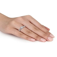 Карат Т. У. диамант 10к Бяло Злато овален годежен пръстен