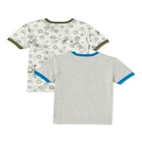 Избелени Момчета Тениска С Къс Ръкав Графичен Рингер, 2-Пак, Размери 4-16