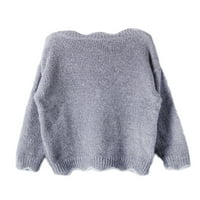 Rejlun дами с дълъг ръкав плетен пуловери плетка сгъстяващи пуловери за джъмпери на джъмпери в сив 4xl