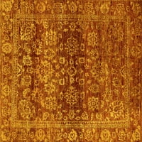 Ahgly Company Machine Pashable Indoor Square Oriental Yellow Traditional Area Cugs, 5 'квадрат