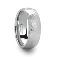 Chandler Domed Hamned Finish White Tungsten Ring