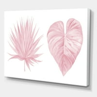 Тропически розови акварелни листа върху бяло платно Арт Принт