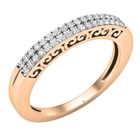 DazzlingRock Collection Round White Diamond Double Row сватбена лента за жени в 10K розово злато, размер 5.5