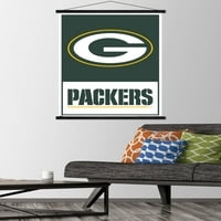 Green Bay Packers - Плакат за стена с лого с дървена магнитна рамка, 22.375 34