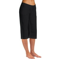 Fartey жени памучно бельо капри панталони плюс размери джобове джобове на теглене просторни панталони летни еластични талии спортни панталони, m-5xl