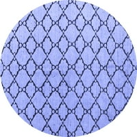 Ahgly Company Machine Pashable Indoor Round Trellis Blue Contemporary Area Rugs, 3 'Round