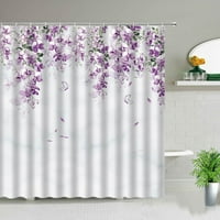 Цветни растения душ завеси флорални зелени листа пеперуда Nordic Modern Waterproof Bather Fashion Art Decor Bath Curtain Set