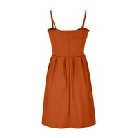 ABSUYY Официални рокли за жени извън рамо твърди цветови рокли за рокля на окачващи рокли оранжев размер m