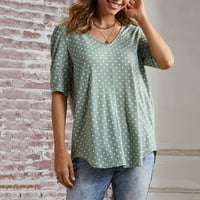 Жени ежедневни разхлабени ризи v шия с къс ръкав модни печатни върхове тениски тий блуза s