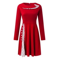 Authormvch червена рокля дами есен и зима нови ретро полка точка талия люлка пола рокля дамски рокли есенни рокли