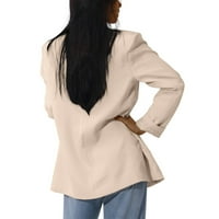 Уютен стилен универсален блейзър Qwang жени плюс размер на товарно яке, яке за женски блейзър твърд цветен костюм
