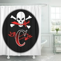 Първоначален Jolly Roger C Monogram Gu Pirate Buccaneer череп душ завеса за душ