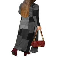 Haite Women Coat с дълъг ръкав яке Colorblock Outwear Ladies Cardigan Packwork Olscoats Black L