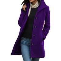 Палто на ketyyh-chn за женски регулируема талия с теглене с джобове анорак палто лилаво, xl