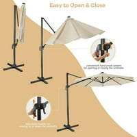 Джима Мода 10 фута конзолен слънчев чадър 28СВЕТЛИНЕН вътрешен офсетов наклон 360° Открит Бежов