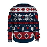 Cuhas Зимни качулки за мъже Коледа V-образен пуловер 3d цифров печат стойка за якичка винтидж яка суичър качулки черно 1x
