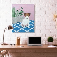 Ступел Начало Гé Кор куче с растения розово синьо пет живопис платно стена изкуство от Сали Б
