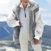 Клирънс жените палто Мода Дамски топли Фау палто зимен цип Дълъг ръкав Връхни дрехи