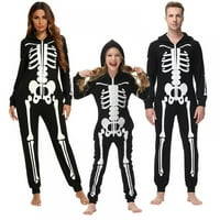 Семейно съвпадение на пижама за Хелоуин комплект анимационен скелет възрастен пижама пижама