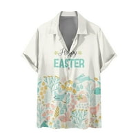 Хавайска риза за мъже графични плажни ризи ежедневни удобни Великденски Принт топ блуза С къс ръкав бяла