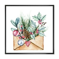 Дизайнарт 'Весела Коледа Картичка Плик' Традиционна Рамка Платно За Стена Арт Принт