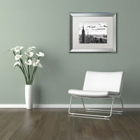 Търговска марка изобразително изкуство градски пейзаж Ню Йорк платно изкуство от Филип Хюгонар, бял мат, сребърна рамка