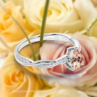 Великолепен Минималистичен Арт Деко 1. Каратова круша нарязани автентичен Морганит и диамантен моасанит годежен пръстен, усукана лента сватбен пръстен в 10к масивно Бяло Злато подарък за нея, обещание пръстен,