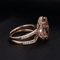 Перфектно Съвпадение 1. каратова овална кройка, създадена от морганит и моасанит Булчински пръстен в розово злато