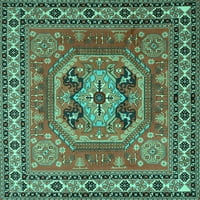 Ahgly Company Machine Wareable Indoor Rectangle Persian Turquoise Blue Traditional Area Rugs, 7 '9'