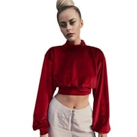 KALI_STORE ризи с къс ръкав за жени дамски бутон надолу класически прилепнали блузи с дълъг ръкав разтягащи върхове за работа бизнес ежедневно облечено червено, m