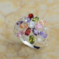 Жени многоцветни кубични цирконии инкрустирани пръстени сватбени бижута подарък за бижута