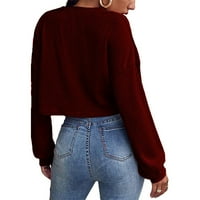 Aayomet Cardigan за жени облечени дамски водолазки извънгабаритна туника есенно пуловер дълъг ватавиращ ръкав пуловер ежедневен плетен пуловер, RD S-XXL