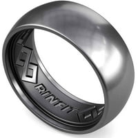 Силиконови пръстени на Rinfit за жени и мъже - двойки комплекти сватбени сватбени ленти - вътрешен стъпка Edge & Diamond Oval - Gunmetal Grey, мед