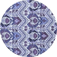 Ahgly Company Machine Pashable Indoor Round Abstract Blue Modern Area Cugs, 4 'Round
