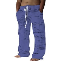 Абтел мъжки панталони средни дъна на талията Леки палацо панталони Мъжки хавайски плаж син XL