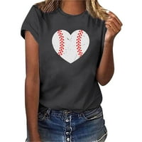 Жените случайни Бейзбол печат Къси ръкави Екипажа врата хлабав тениска блуза върхове пространство тениски за жени Памук Дълъг ръкав