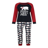 Коледно семейно съвпадение на пижама комплект възрастни деца бебешки мечки отпечатани върхове+карирани панталони празнични шезлонги за спално облекло