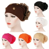 Kripyery мюсюлманска шапка fau pearl цветя шапка хиджаб за загуба на коса шал шал тюрбан капачка за жени момичета