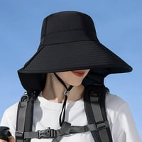Huaai Sun Hat for Men Women Women Brim мъже Риболов жени сламена шапка за плаж черно