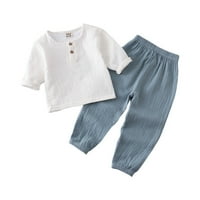 Малко дете деца бебе момче момиче солиден пуловер с дълъг ръкав памучен спално бельо тениска тениска от екипаж на екипаж шорти къси панталони дрехи момче новородени дрехи малко момче дрехи дрехи