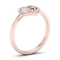 1 10к ТДВ диамант 10к Розово злато сърце в сърце мода пръстен