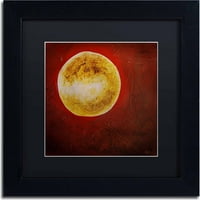 Търговска марка изобразително изкуство Луна на червено платно изкуство от Никол Диц, Черен мат, черна рамка, архивна хартия