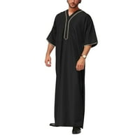 Ризи за мъже Мъжки хлабав арабски Дубай роба среден Ръкав копче риза дълъг ръкав ризи за мъже