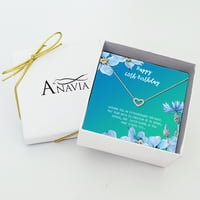 Анавия Честит 60-ти рожден ден подаръци от неръждаема стомана мода колие карта за рожден ден бижута подарък за нея, подарък за рожден ден за баба-[Розово злато мини кристално сърце, ярко синьо подарък карта]