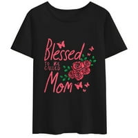 Жените Благословени Да Се Нарича Мама Роза Реколта Майки Ден Мама Жени Тениска Случайни Къс Ръкав О Врата Върхове