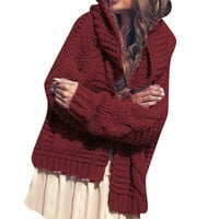 Есента на жените и зимата тежка игла пуловер женски удебелен моден моден свободен кардиган палто женско пуловер червено s червено s