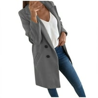 Женска блуза жена изкуствена вълна елегантно смес палто тънко яке за външни дрехи с дълъг палто