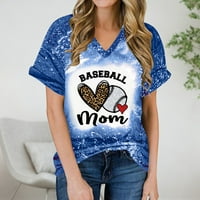Дамска бейзболна мама риза ежедневни софтбол графични тийнейджъри Crewneck с къси ръкави върхове Лято удобно прилягане Излизане на блуза