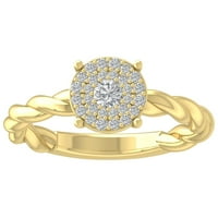 Araiya 10K Yellow Gold Diamond Halo Band Ring, размер 7