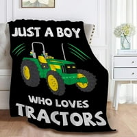 Просто момче, което обича трактори фланела за хвърляне на одеяло, леко удобно меко и топло микро руно легла диван за хол одеяло за деца-всички сезон X-Small 40x30in Pet